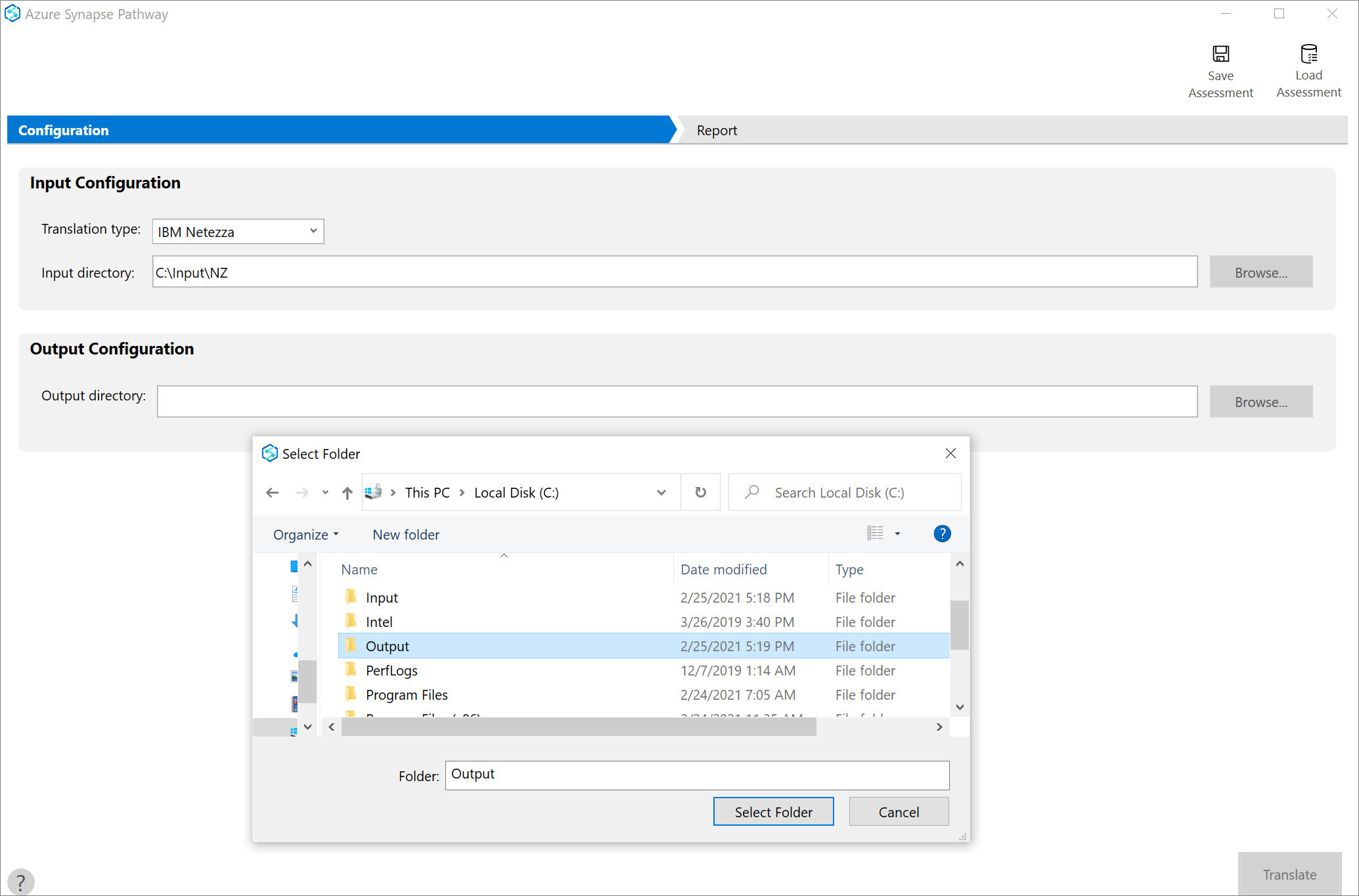 Azure Synapse output directory.