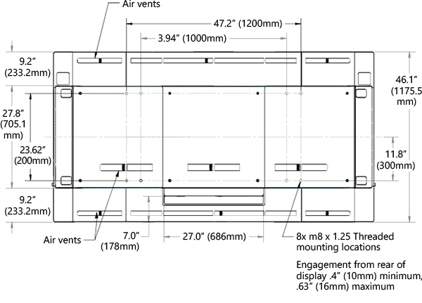 Rear view of 84 &#8221; Surface Hub.