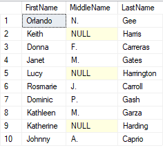 Screenshot of SQL query results with no mask.