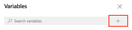 Snímek obrazovky Azure DevOps se seznamem proměnných kanálu se zvýrazněným tlačítkem plus