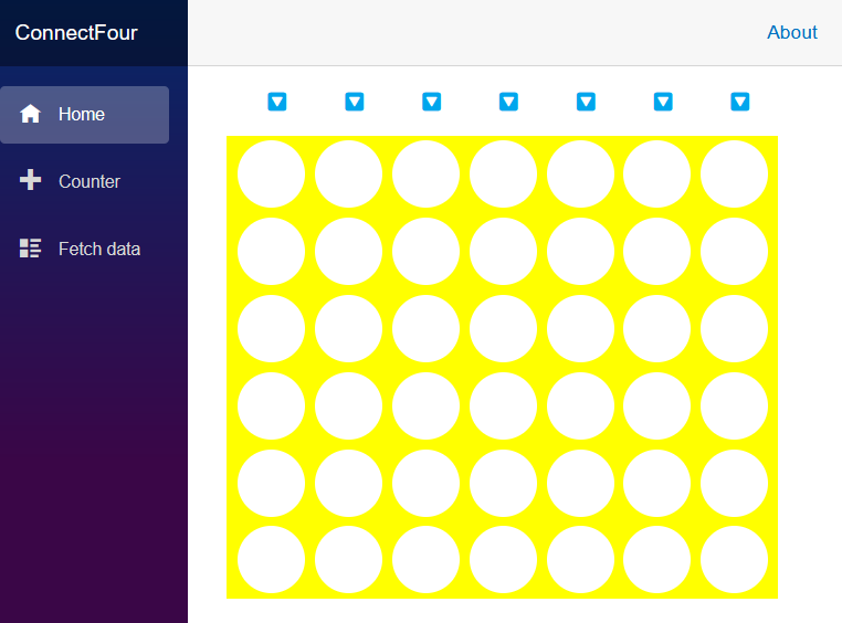 Snímek obrazovky s panelem Connect Four