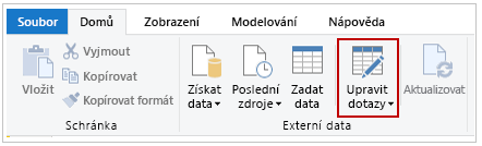 Snímek obrazovky s tlačítkem Transformovat data