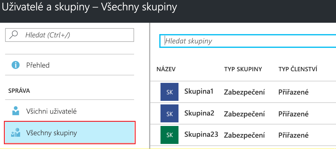 Snímek obrazovky s podoknem Přehled skupin v Centru pro správu Microsoft Entra