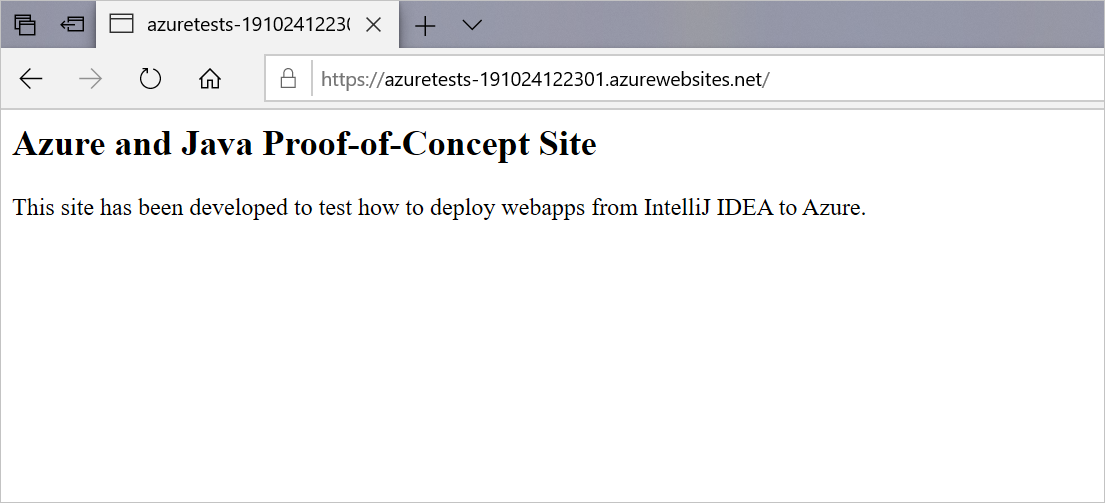 snímek obrazovky s nasazenou webovou aplikací spuštěnou ve službě Azure App Service