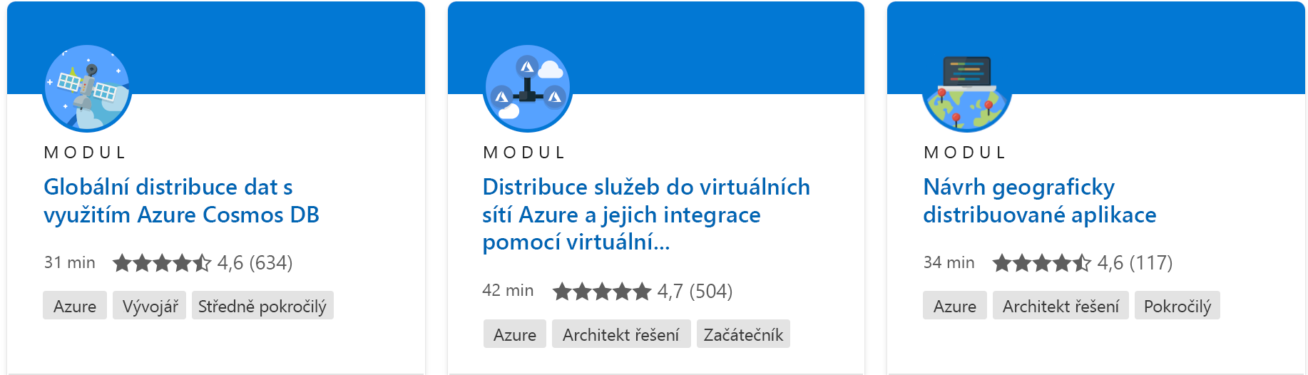 Snímek obrazovky s jedním modulem se všemi podrobnostmi z webu Microsoft Learn