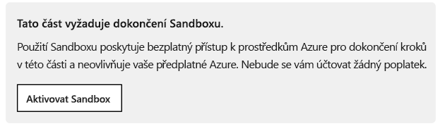 Výzva k aktivaci sandboxu, která se zobrazuje v každém modulu