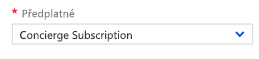 Rozevírací nabídka Předplatné s vybranou možností Concierge Subscription