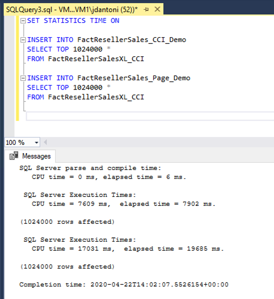 Columnstore Index Load Example