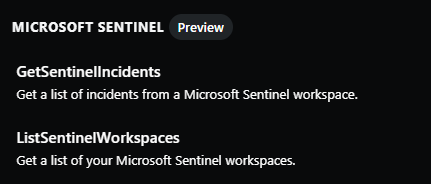 Snímek obrazovky znázorňující možnosti Microsoft Sentinelu