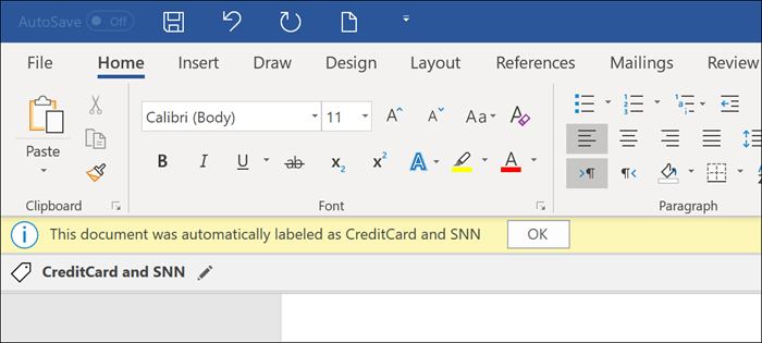 Screenshot of Automatically assign that label to files and emails when it matches conditions.