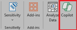 Screenshot of the Copilot icon in the Excel ribbon.