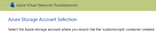Screenshot of the prompt for the storage account selection.