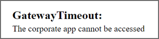 Screenshot of the Gatewaytimeout error.