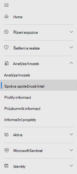 Snímek obrazovky znázorňující umístění nové nabídky pro analýzu hrozeb Microsoft Sentinel