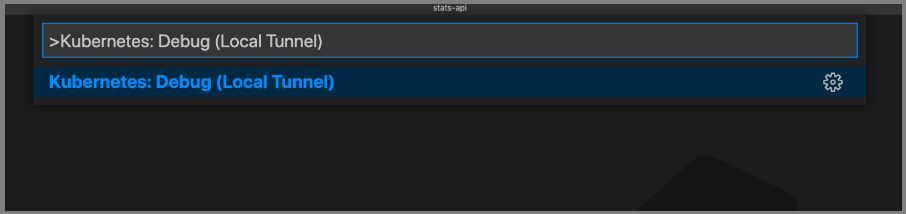 Snímek obrazovky s příkazem Debug (Local Tunnel) v editoru VS Code