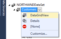 Vytvoření vazby zdroje dat k DataGridView