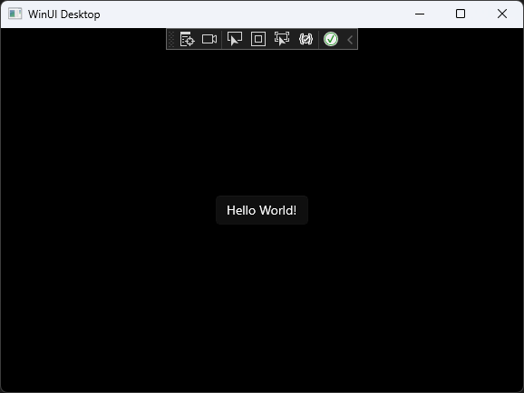 snímek obrazovky se spuštěnou aplikací Windows App SDK Hello World