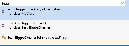 Snímek obrazovky znázorňující příkaz Přejít na v sadě Visual Studio