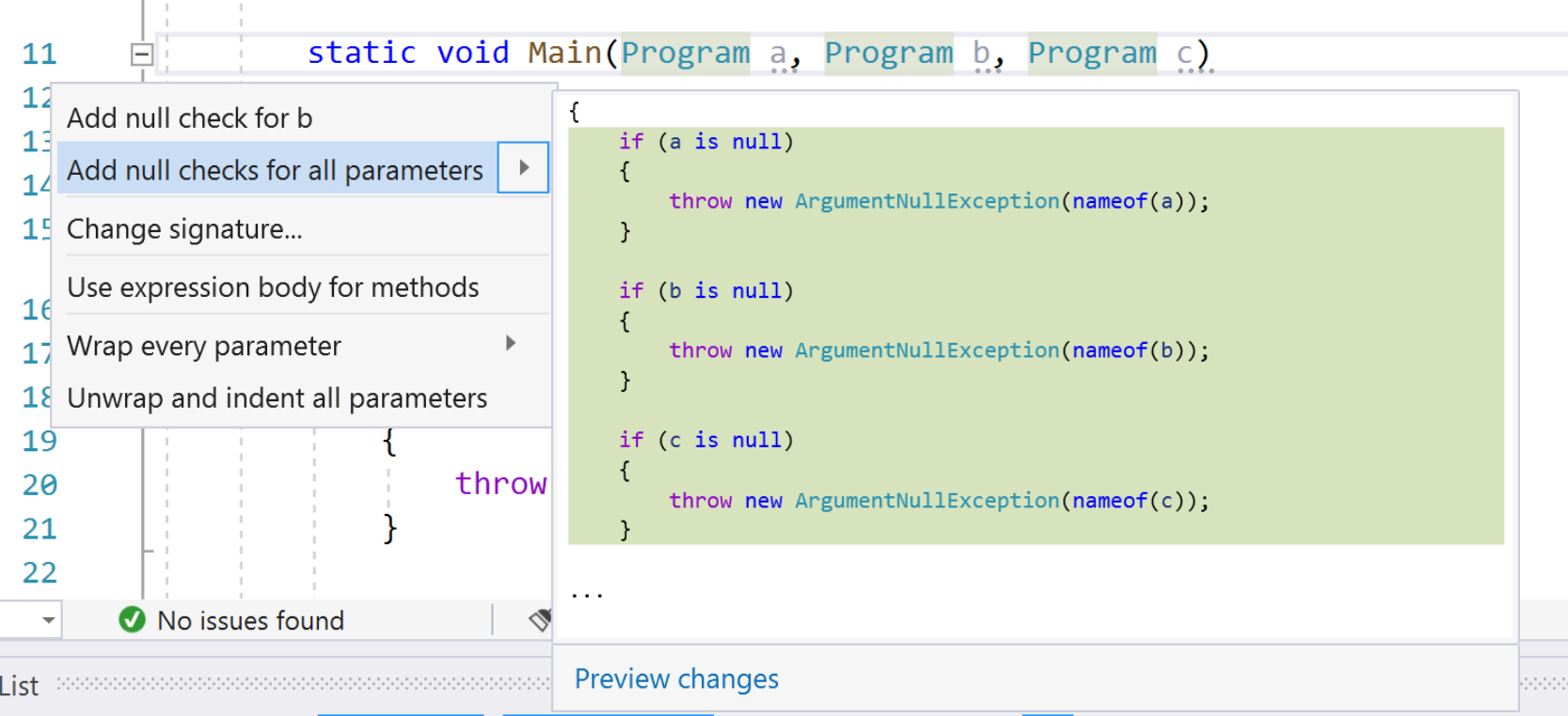 Přidání kontrol hodnot null pro všechny parametry