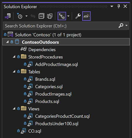 Projekt SQL ve stylu SDK v Průzkumníkovi řešení