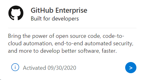 GitHub Enterprise aktivovaný