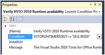 Snímek obrazovky s oknem Vlastnosti pro podmínku spuštění ověřit dostupnost modulu runtime