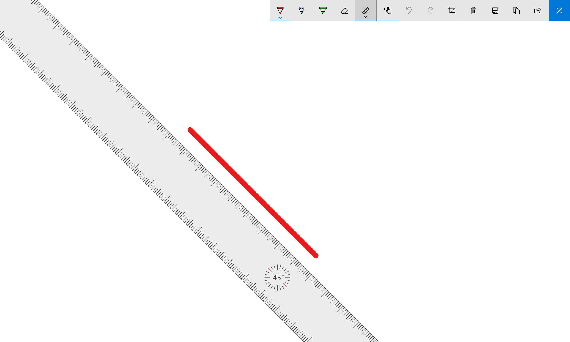 An image showing the windows ink workspace ruler at an angle.