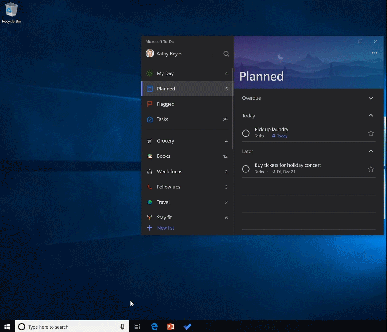 See the reminder appear in your Microsoft To-Do planned list.