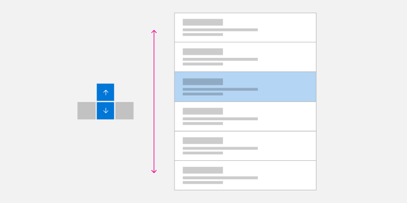 single column arrow key navigation