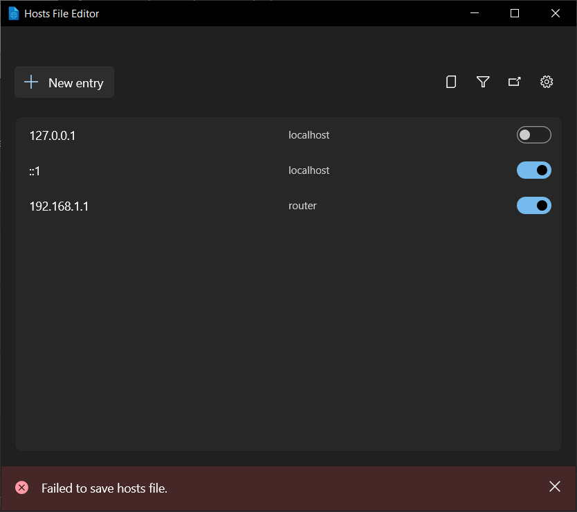 PowerToysHosts File Editor: Nepodařilo se uložit soubor hostitelů