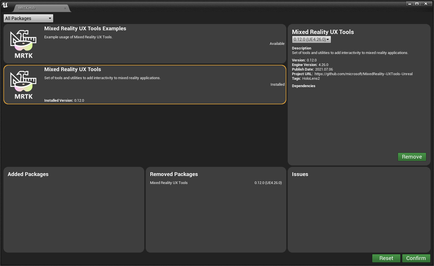 Odebrání modulu plug-in prostřednictvím centra MRTK