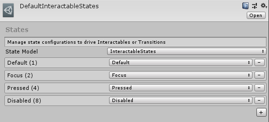 Příklad States ScriptableObject v inspektoru