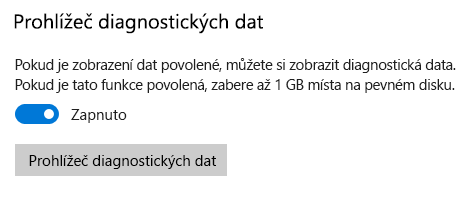 Místo, kde se zapíná Prohlížeč diagnostických dat.