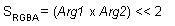 equation of the modulate4x operation (s(rgba) = (arg1 x arg 2) then shift left 2)