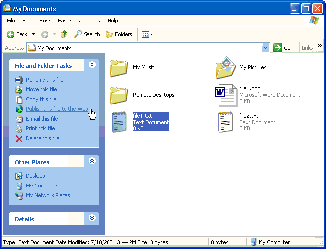 file and folder tasks