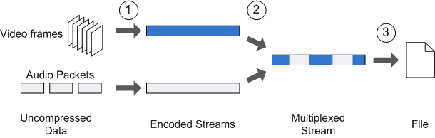 diagram znázorňující procesy kódování a multiplexingu