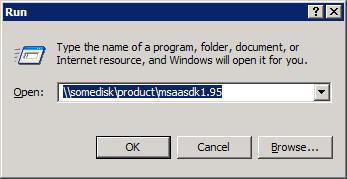 screen shot showing run dialog box