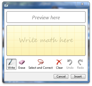 math input control with an extended set of buttons