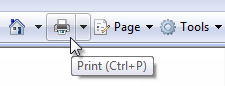 Snímek obrazovky, který zobrazuje tlačítko tisku se zobrazeným popisem Tisk (Ctrl+P).