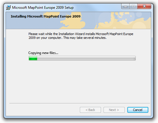 screen shot of dialog box with progress bar 