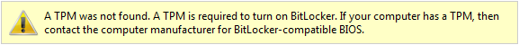 Screen shot of 'TPM-not-found' warning 