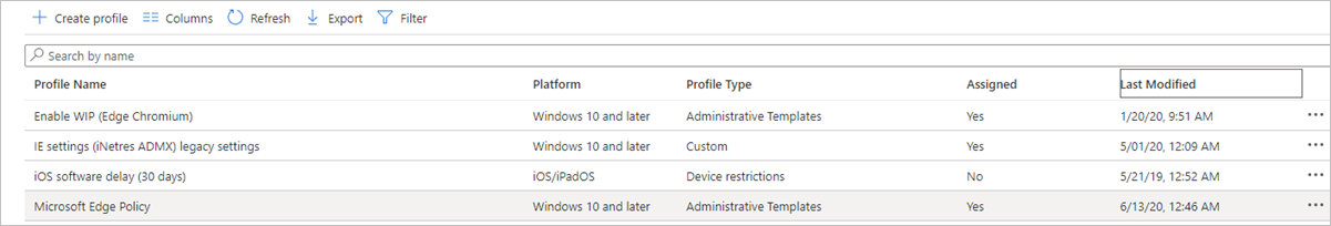 Select Microsoft Edge Policy groups to include