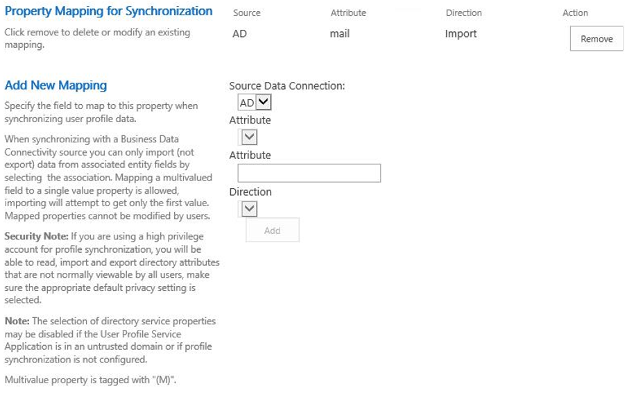 Property Mapping for Synchronization.