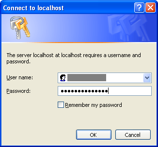 A Modal Dialog Box Prompts the User for His Credentials