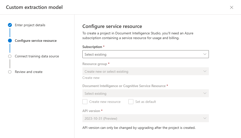 Screenshot of Select the Document Intelligence resource.