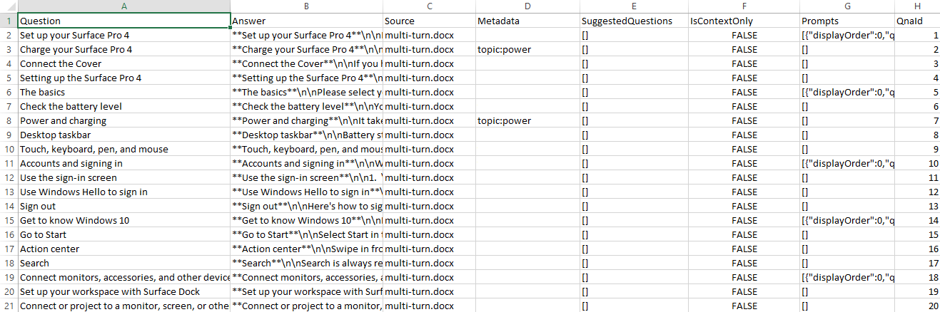 Exported knowledge base with metadata