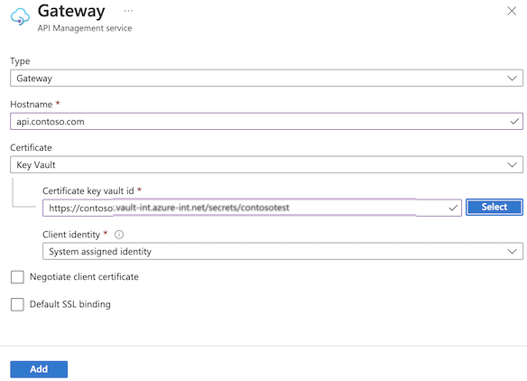 Configure gateway domain with Key Vault certificate