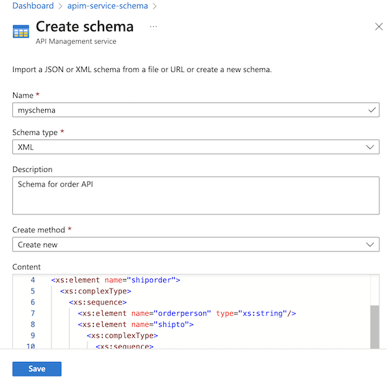 Create schema