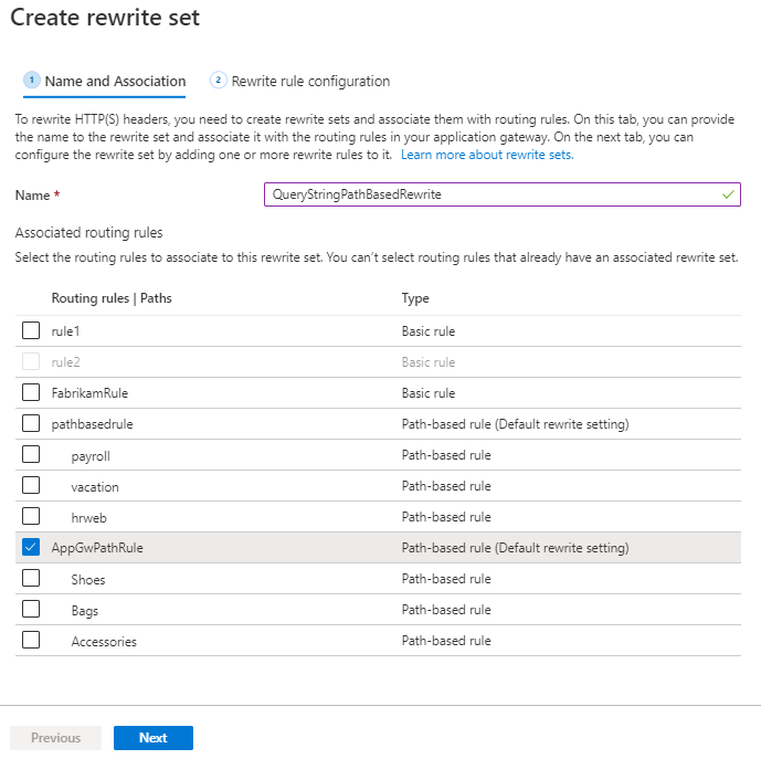 Screenshot that shows the URL rewrite scenario 1-3.