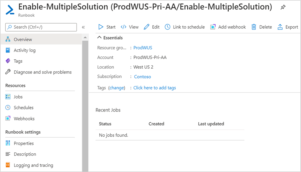 Multiple solution runbook